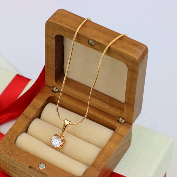 "Rose Gold Mini Pendant with Solitaire CZ – Elegant, XPPT1264 - Picture 12 of 13